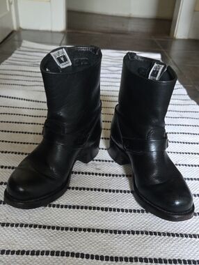 Vintage Frye Black Leather Women’s Veronica Combat / Moto Boots